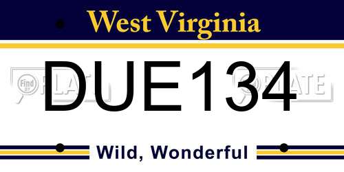 DUE134 West Virginia License Plate