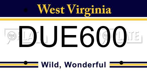 DUE600 West Virginia License Plate