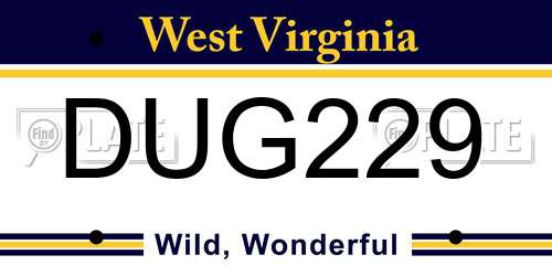 DUG229 West Virginia License Plate