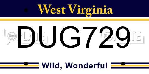 DUG729 West Virginia License Plate