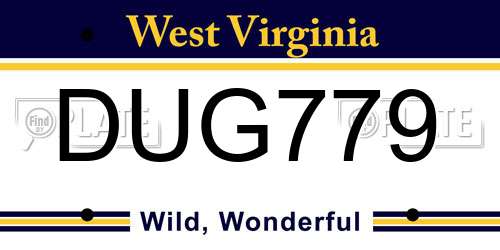 DUG779 West Virginia License Plate