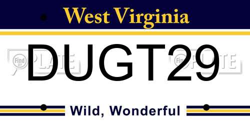 DUGT29 West Virginia License Plate