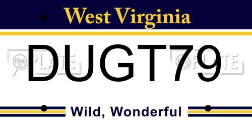 DUGT79 West Virginia License Plate
