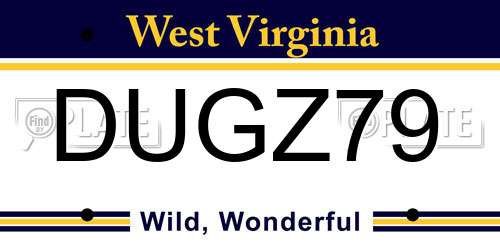 DUGZ79 West Virginia License Plate