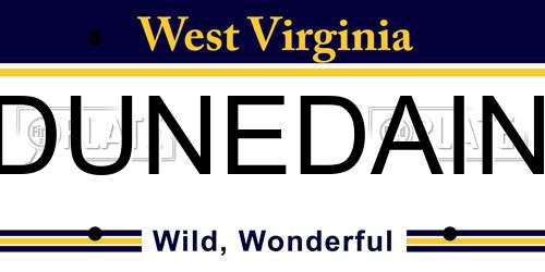 DUNEDAIN West Virginia License Plate