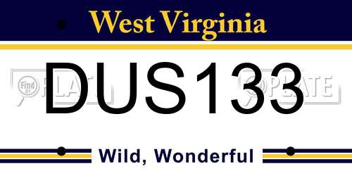 DUS133 West Virginia License Plate