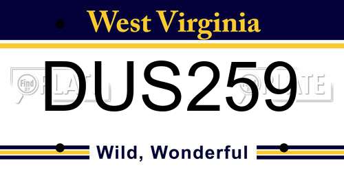 DUS259 West Virginia License Plate