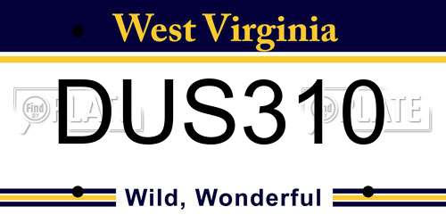 DUS310 West Virginia License Plate