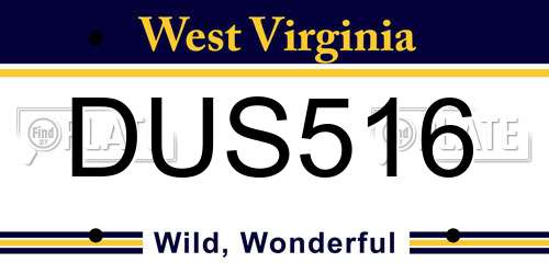 DUS516 West Virginia License Plate