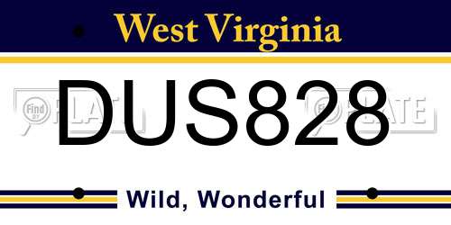 DUS828 West Virginia License Plate