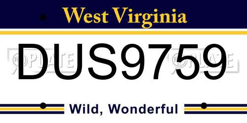 DUS9759 West Virginia License Plate