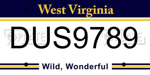 DUS9789 West Virginia License Plate