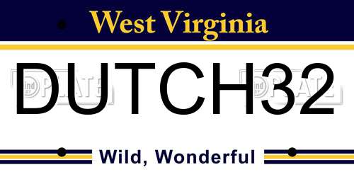DUTCH32 West Virginia License Plate