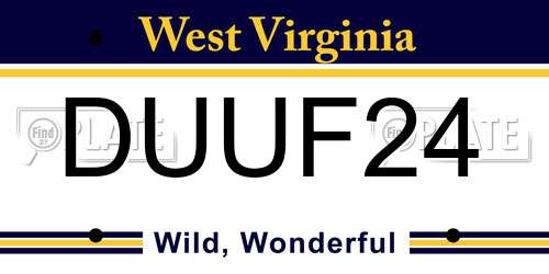 DUUF24 West Virginia License Plate