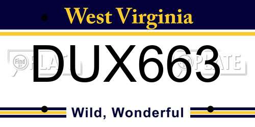 DUX663 West Virginia License Plate