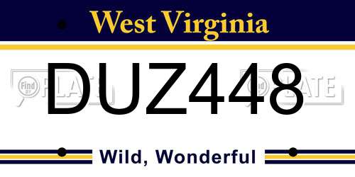 DUZ448 West Virginia License Plate