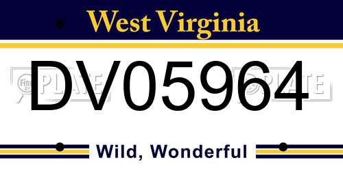 DV05964 West Virginia License Plate