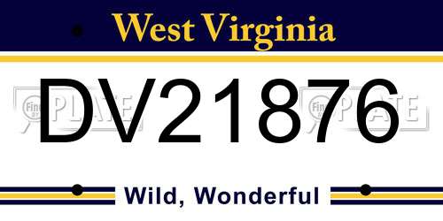 DV21876 West Virginia License Plate