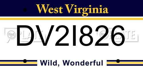 DV2I826 West Virginia License Plate