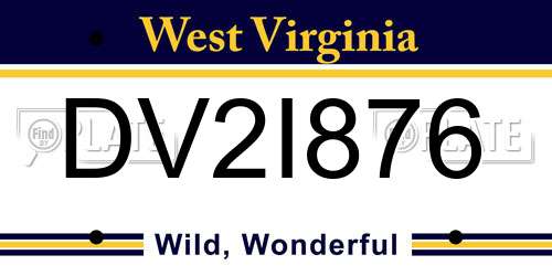 DV2I876 West Virginia License Plate