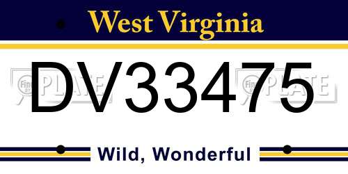 DV33475 West Virginia License Plate