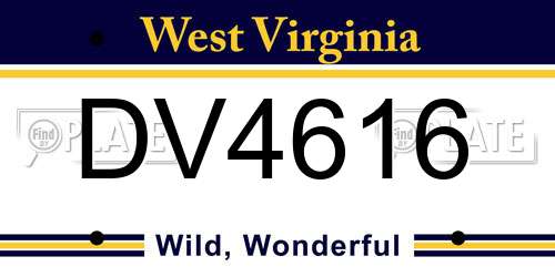 DV4616 West Virginia License Plate