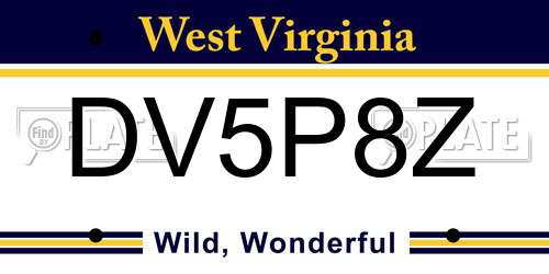 DV5P8Z West Virginia License Plate