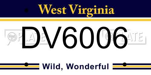 DV6006 West Virginia License Plate