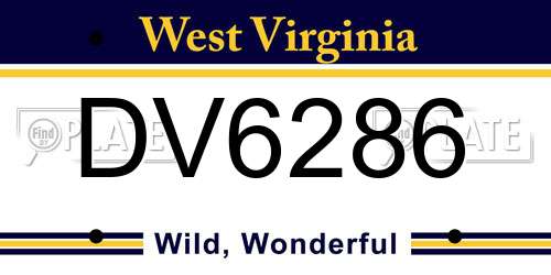 DV6286 West Virginia License Plate