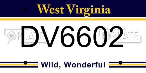DV6602 West Virginia License Plate