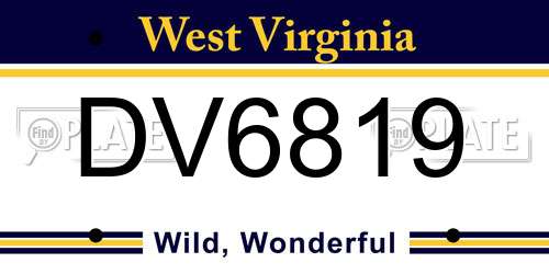 DV6819 West Virginia License Plate