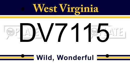 DV7115 West Virginia License Plate