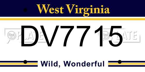 DV7715 West Virginia License Plate