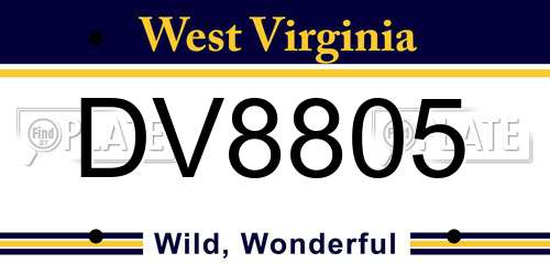 DV8805 West Virginia License Plate