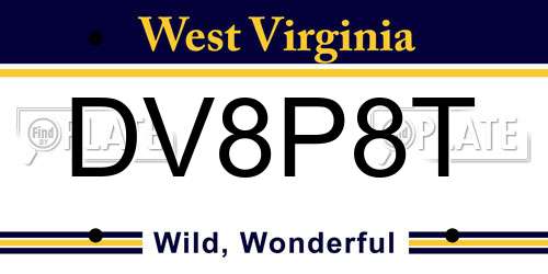 DV8P8T West Virginia License Plate