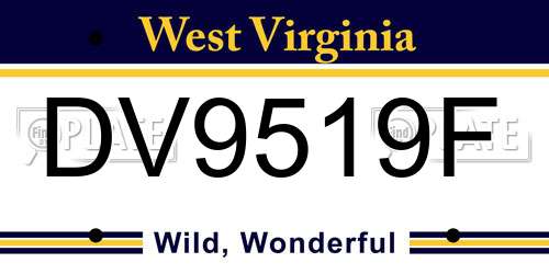 DV9519F West Virginia License Plate