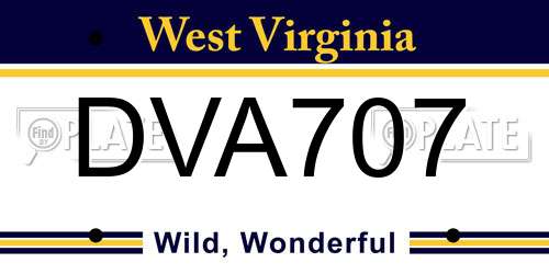 DVA707 West Virginia License Plate