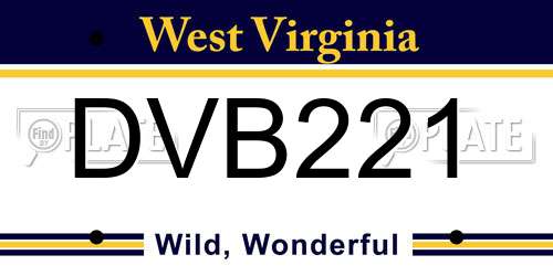 DVB221 West Virginia License Plate