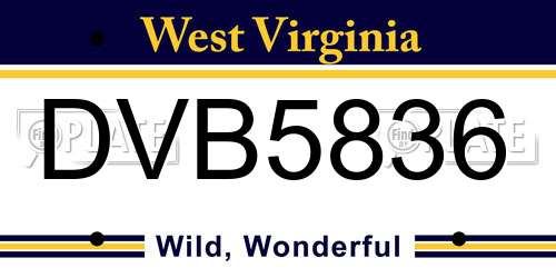 DVB5836 West Virginia License Plate
