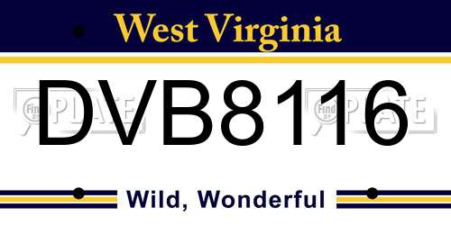 DVB8116 West Virginia License Plate