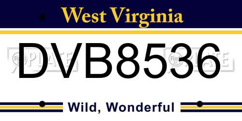 DVB8536 West Virginia License Plate