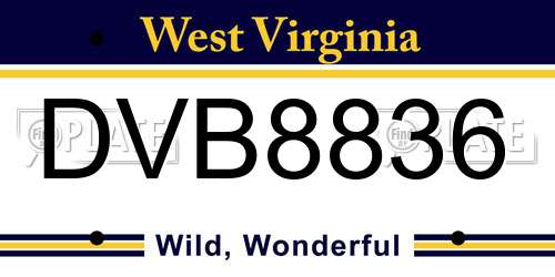 DVB8836 West Virginia License Plate