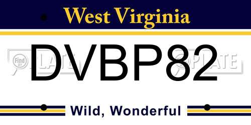DVBP82 West Virginia License Plate