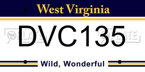 DVC135 West Virginia License Plate