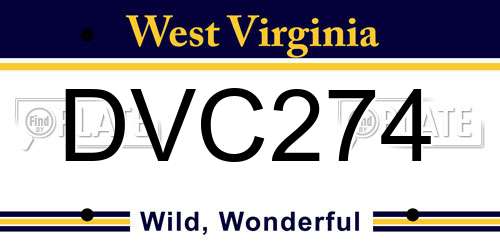 DVC274 West Virginia License Plate