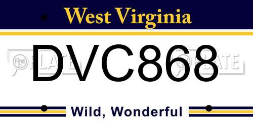 DVC868 West Virginia License Plate