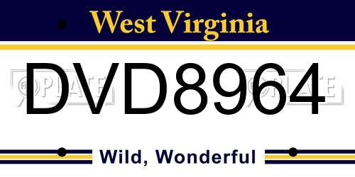 DVD8964 West Virginia License Plate