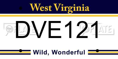 DVE121 West Virginia License Plate