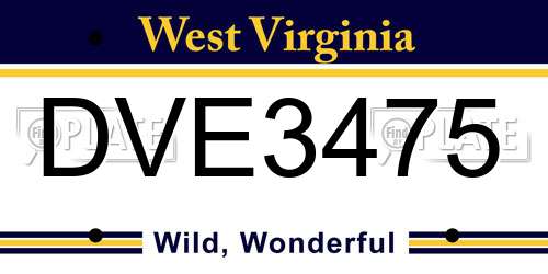 DVE3475 West Virginia License Plate