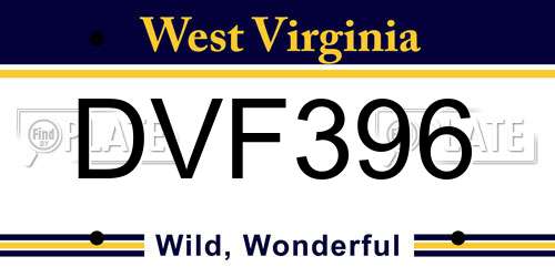 DVF396 West Virginia License Plate